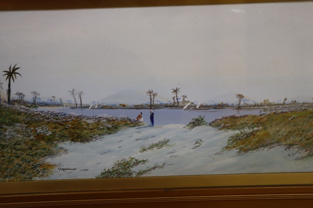 Charles S. Graham (1852-1911), pair watercolours, signed, The Nile, 24.5 x 49cm
